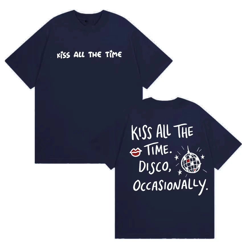 2026 Summer Harry Styles Kiss All The Time Disco Occasionally Print T Shirts Men Women Casual Fashion Pure Cotton Short T-shirt