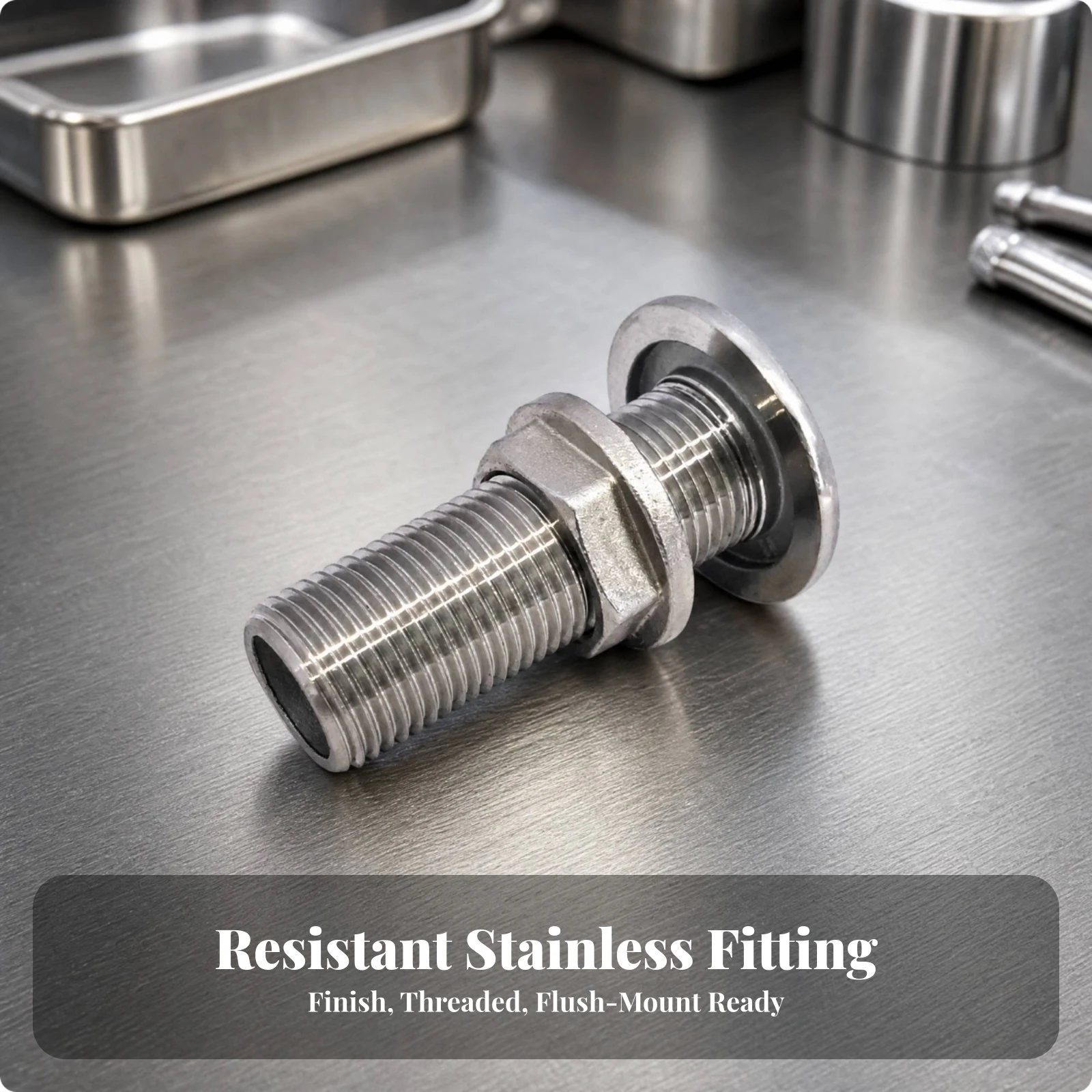 Marine Hardware Watertight Stainless Steel Through-Hull Fitting Full Thread Low-Profile for Boat Owners
