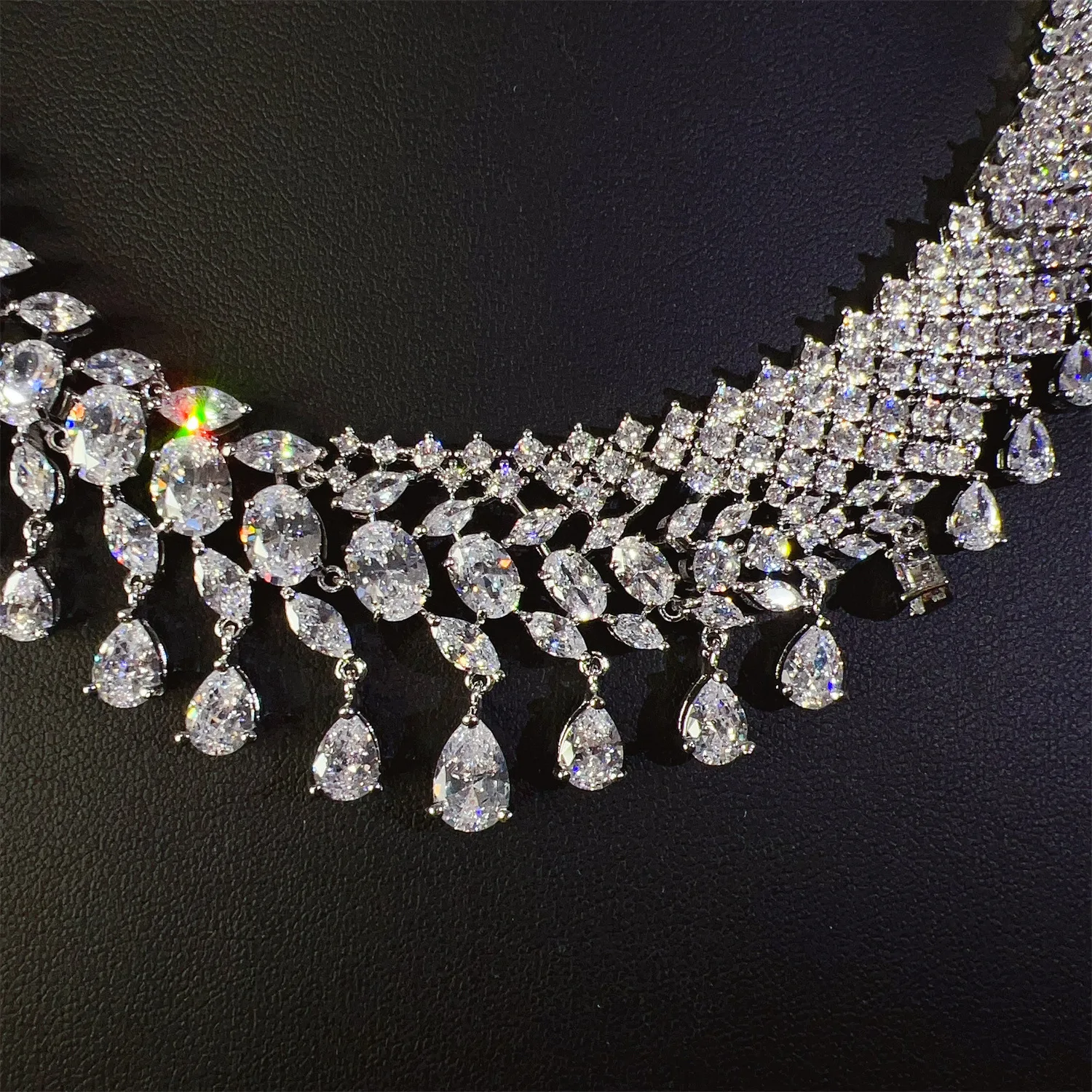 

HIBRIDE Gorgeous Exquisite Pop White Water Drop Necklace Earrings Women Multicolor Jewelry Set Dubai Wedding Gift Travel S-882