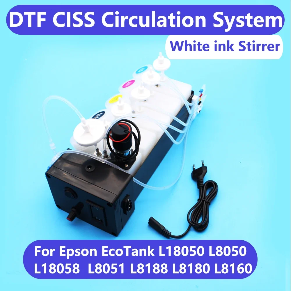 Imagem -05 - Tinta Branca Shaker Dispositivo Converter Kit Dtf Sistema Ciss Adequado para Epson 8550 L1800 L800 L18050 Et8550 L8050 Impressora Circulação Branca