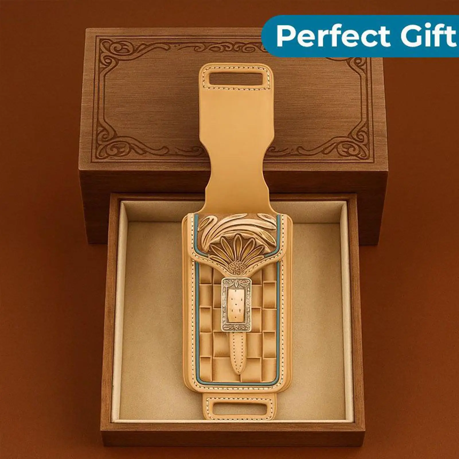 حافظة هاتف من الجلد الغربي لوازم الفروسية كاوبوي حامل الهاتف المحمول الحقيبة لراكبي الدراجات الفروسية المزارعين الحصان المدربين #1