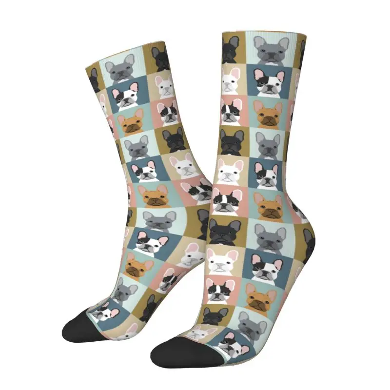 Novelty Mens French Bulldog Portraits Dress Socks Unisex Comfortable Warm 3D Printing Frenchie Dog Lover Crew Socks