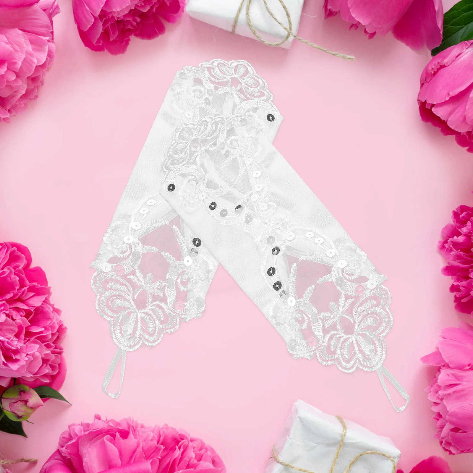 Gants de mariée en dentelle, 1 paire, élégants, blancs, sans doigts, accessoires de mariage, Design Floral, robe de mariée confortable et respirante