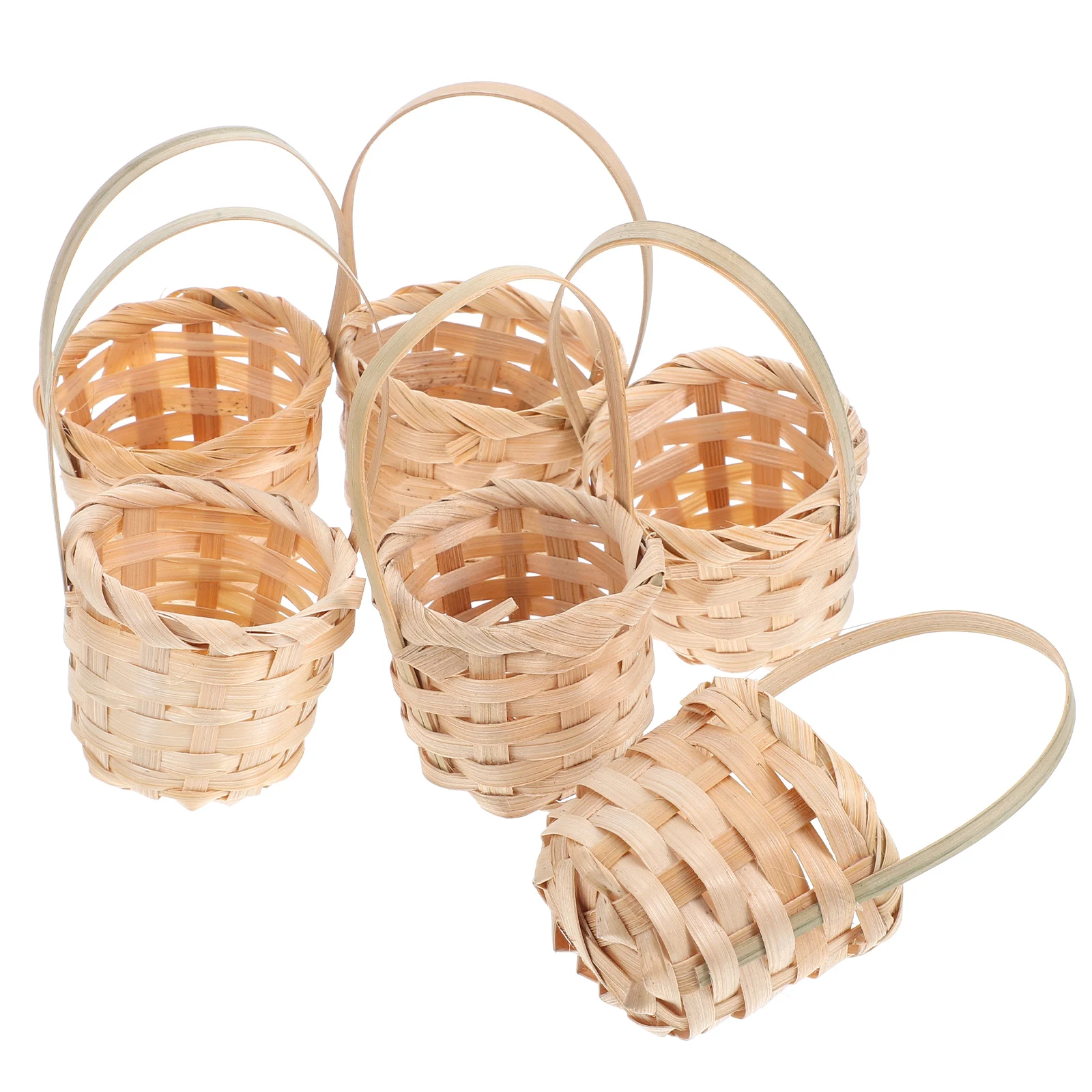 

6pcs Hand Woven Miniature Baskets with Handles Miniature Hand Woven Baskets Candy Snacks Small Rattan Flower Baskets Rustic Wick
