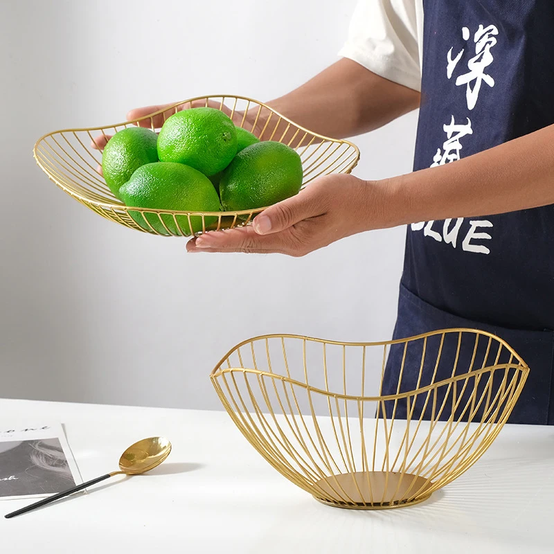 

Iron Fruit Basket Fruit Container Bowl Home Creative Drain Display Basket Table Bread Snacks Tray Storage Snacks