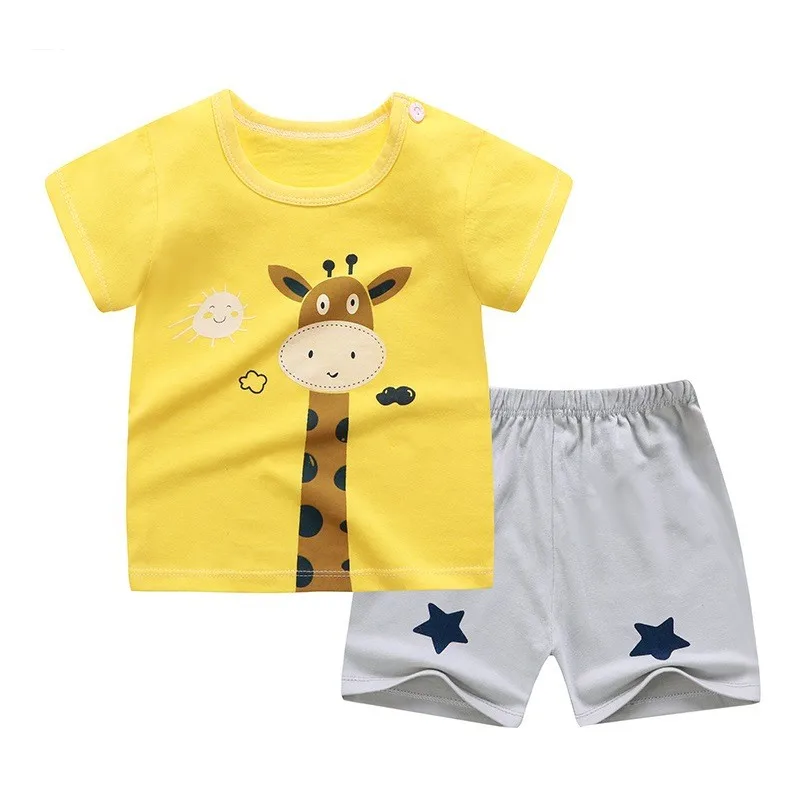 1 2 3 4Years Old Child Cute Tshirt Shorts Casual Short Sleeve Tracksuits Summer Cute Tees +Short For Children Clothing Two Piece