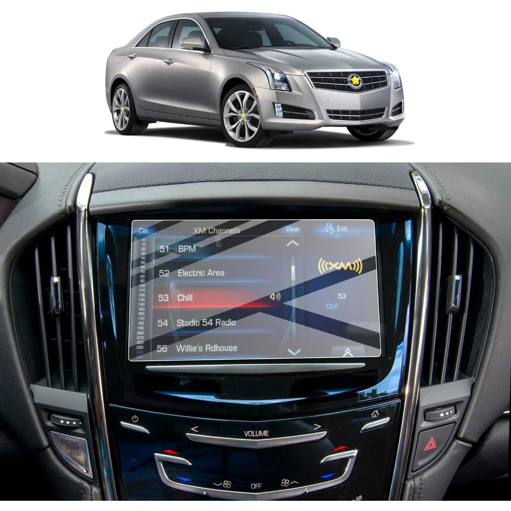 8 Inch For Cadillac ATS SRX 2013-2019 Navigation GPS Screen Scratch Resistant Tempered Glass Protective Film Car Accessories