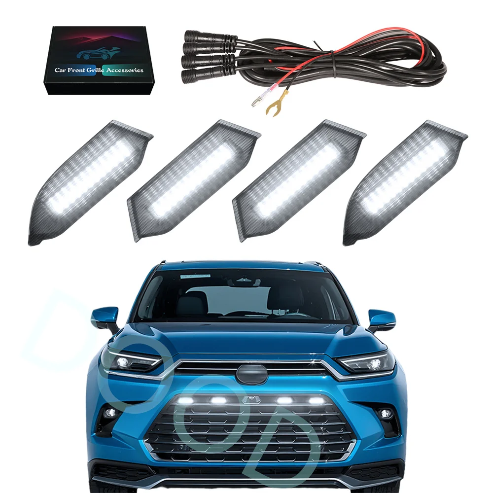 أضواء شواء السباق الأمامي مناسبة لتويوتا جراند هايلاندر 2024 2025 2026 Abs مصبغة الشوايات إكسسوارات مضيئة