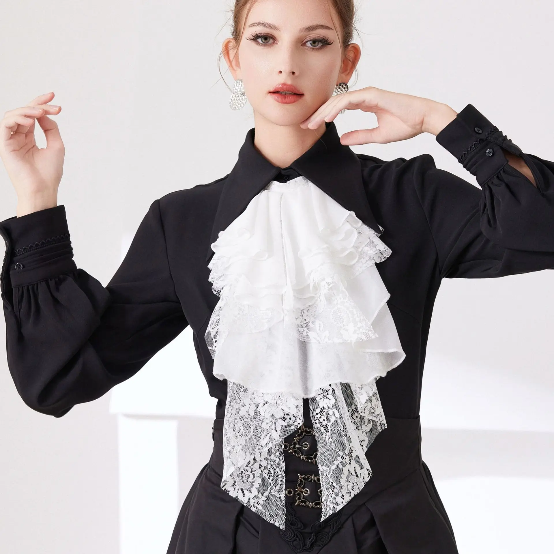 Costume Accessory Detachable Lace Collar Medieval Style Vintage Fake Collar Victorian Costume Opera Ruffled Collar Photo Props