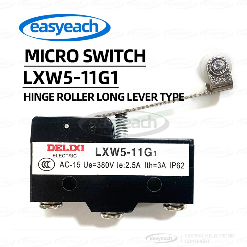 LXW5-11G1 travel limit switch, 15 AC hinge roller long lever type self resetting limit switch