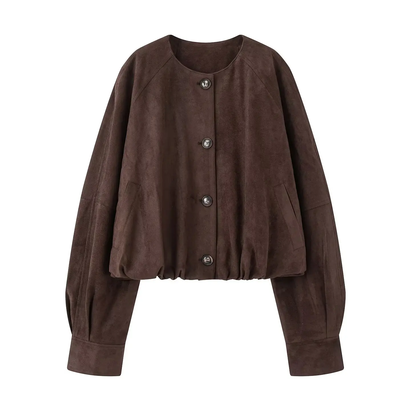 Capispalla Jaet in pura pelle Faionable per donna Autunno New Sle JNLEAOG 3322043 Tessuto in poliestere Lungo Sve rotondo Ne