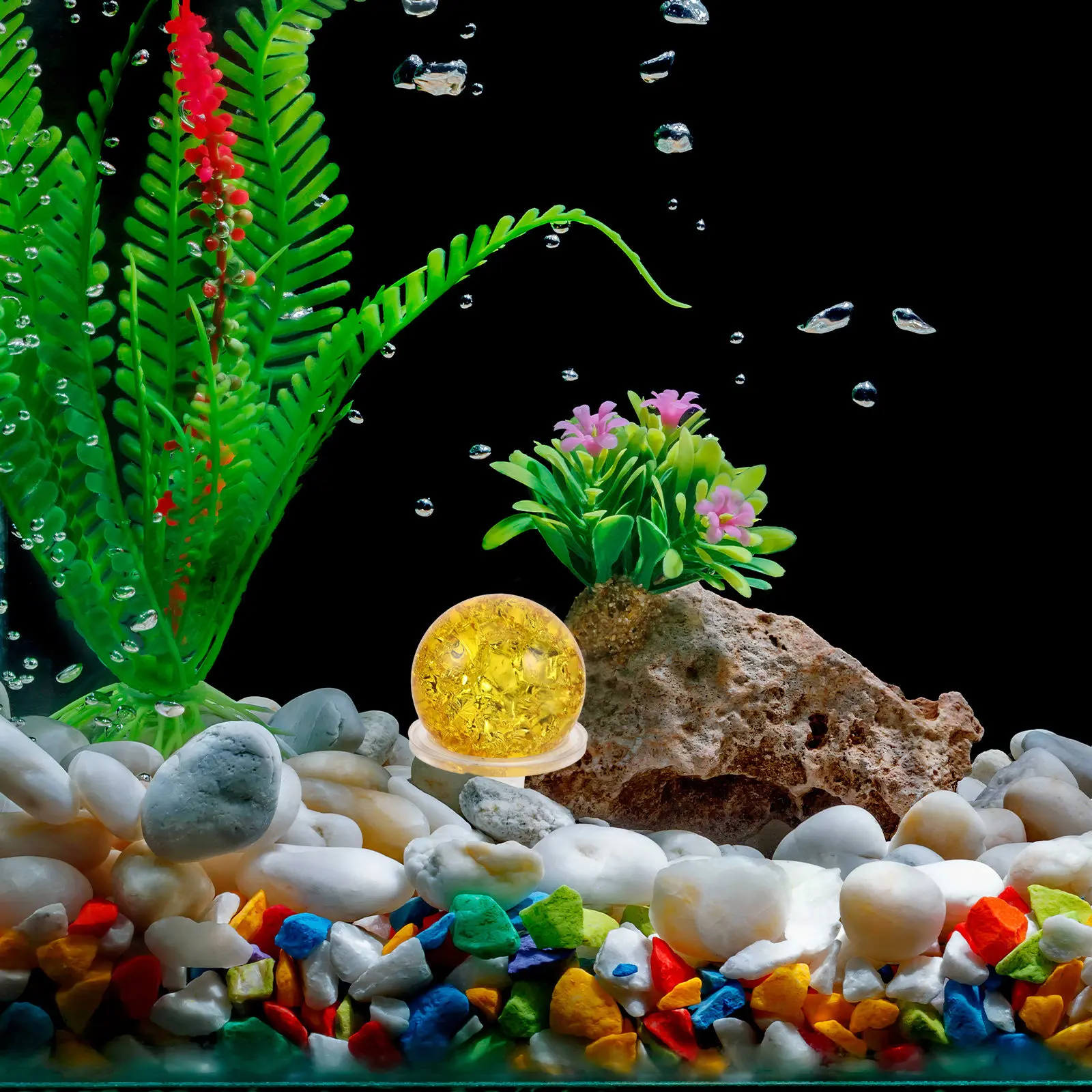 2Sets Glass Ice Cracked Decorative Glass Decor For For Aquarium Decoration Decor Home Crystal Bubble