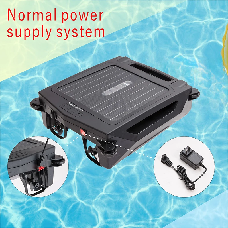 Pool Surface Skimmer Robot Cleaner, Solar Panel Cleaning Brush for Swimming Pools, 2500mAh Lithium Battery Robotic Pool Skimmer