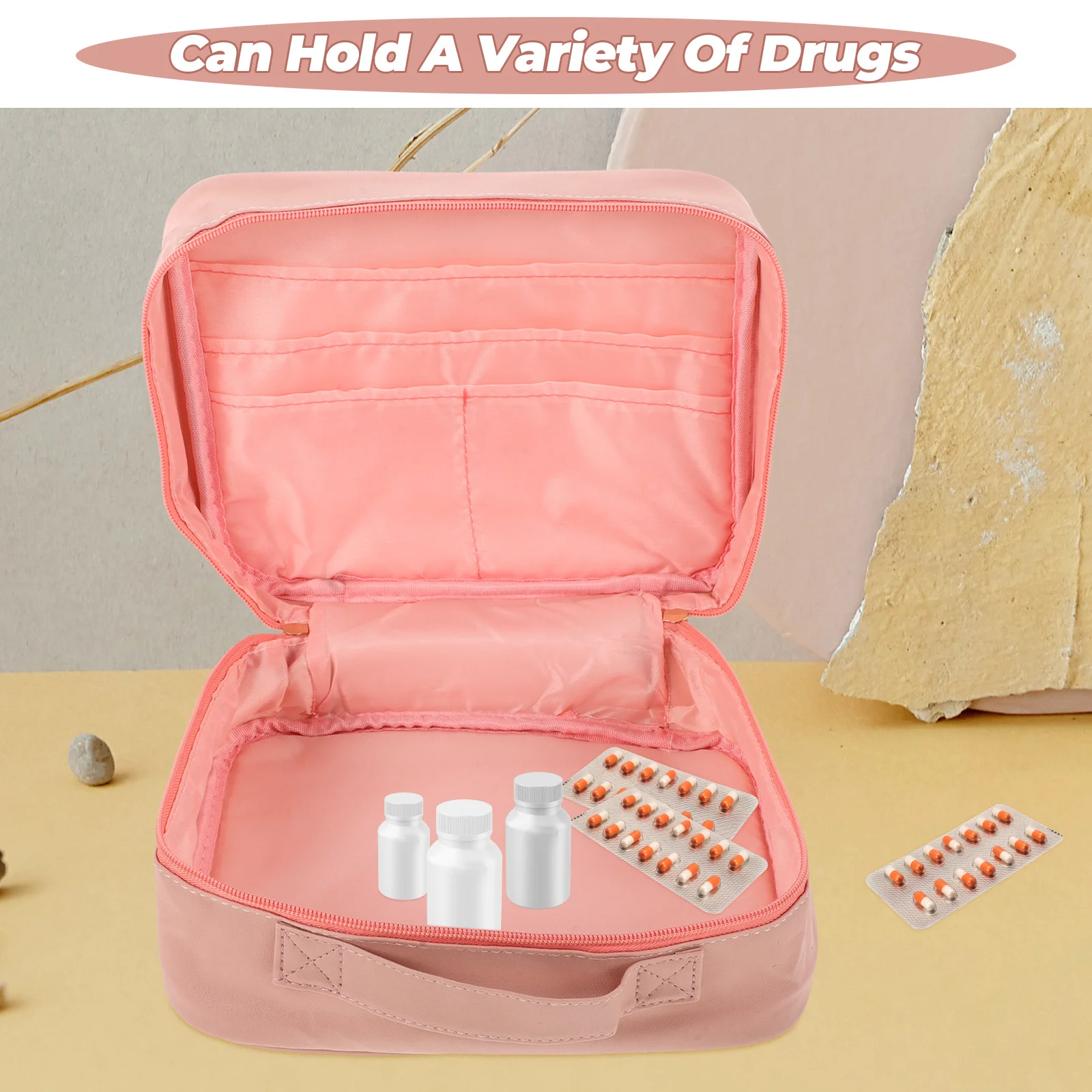حقيبة أدوية للسفر، منظم محمول بسعة كبيرة للمدرسة والمنزل والأنشطة الخارجية وحقيبة مستلزمات طبية للتخزين الطبي