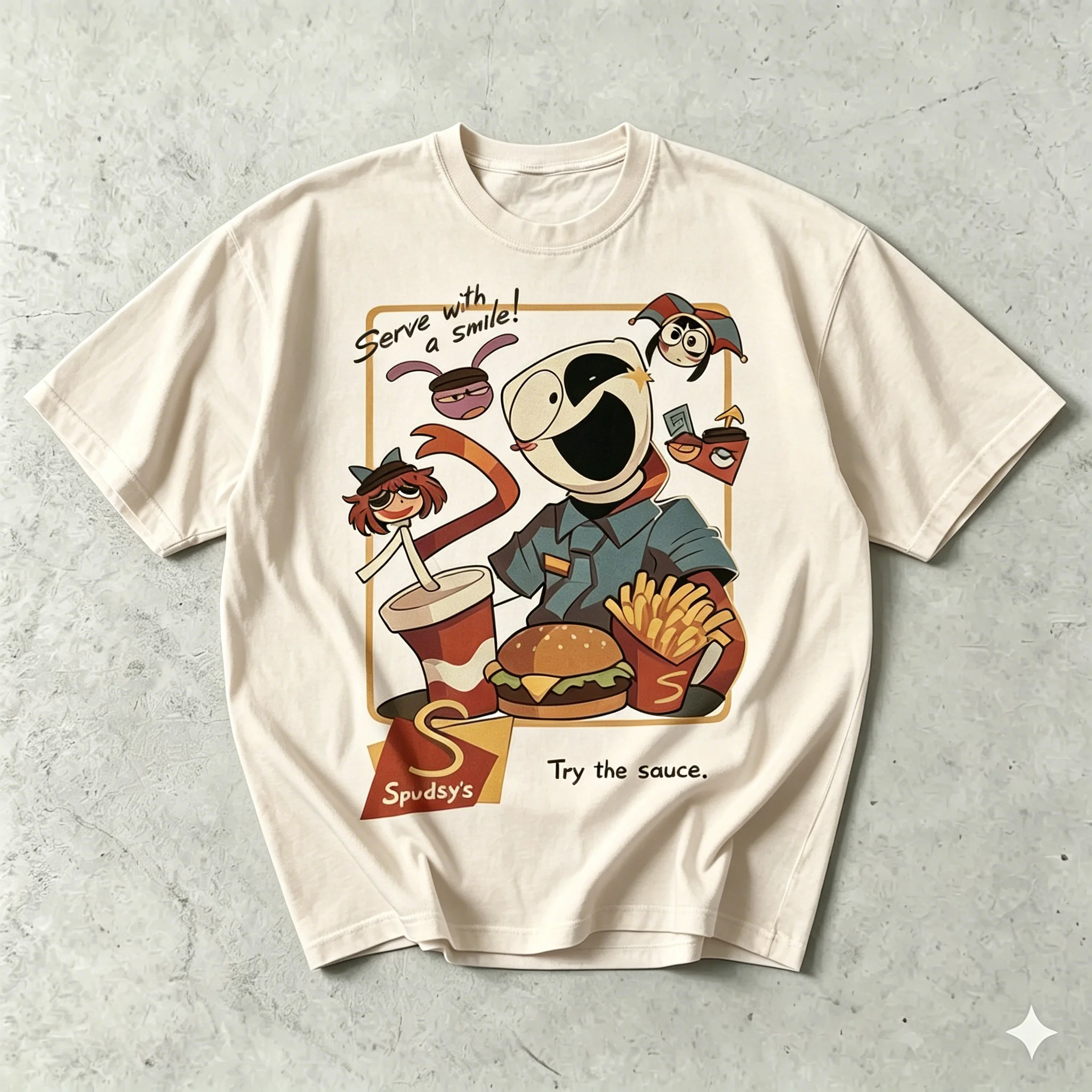 Digital Circus Character Printed T Shirt Kids Adults Unisex Summer Short Sleeve Vintage Graphic Print T Shirt Daily Street Tops