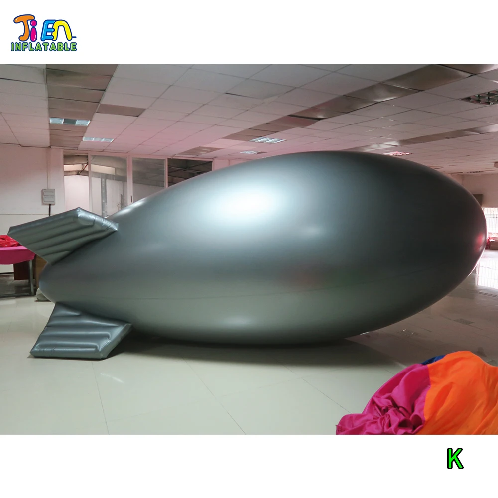 

5m long silvery inflatable helium airship inflatable helium blimp advertising inflatable balloon helium Zeppelin for sale