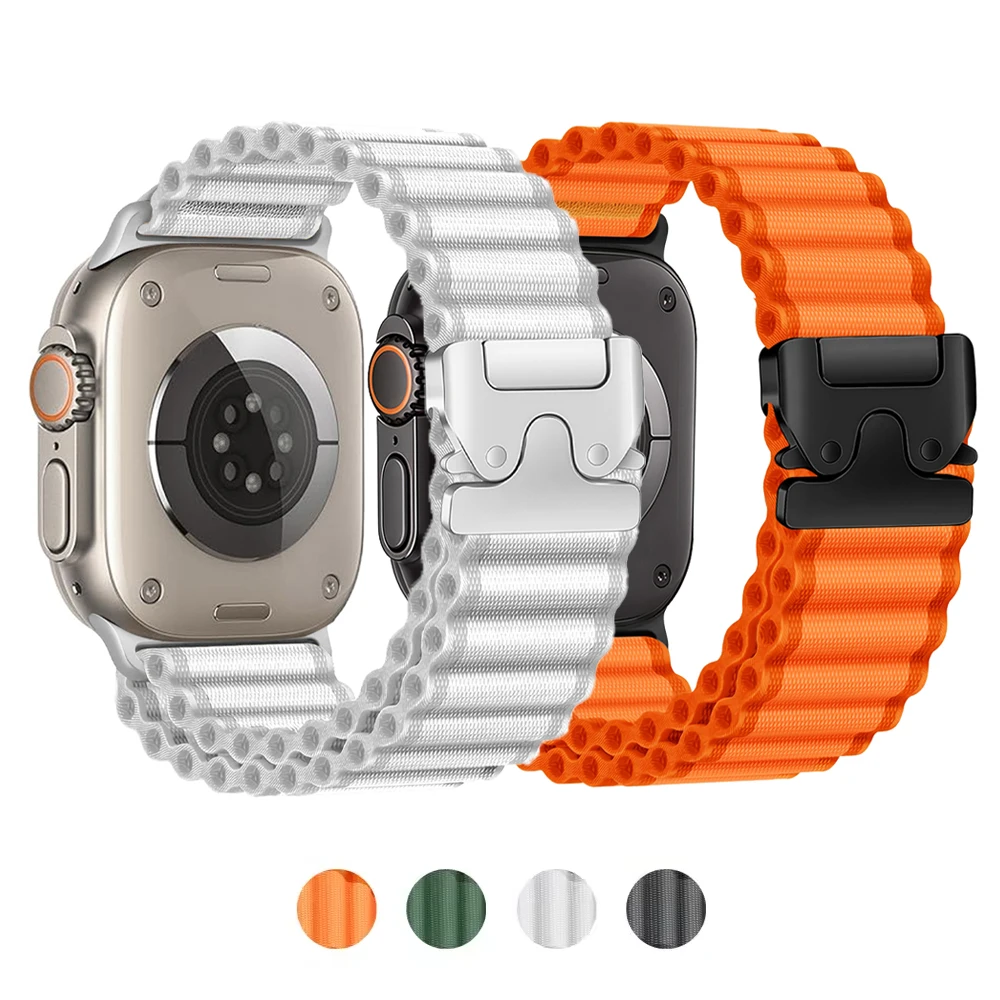 Apple Watch Ultra 2 용 나일론 시계 스트랩 49mm 밴드 44mm 40mm 41mm 46/42mm 45 38 낙하산 팔찌 IWatch 시리즈 10 9 8 7 65 SE