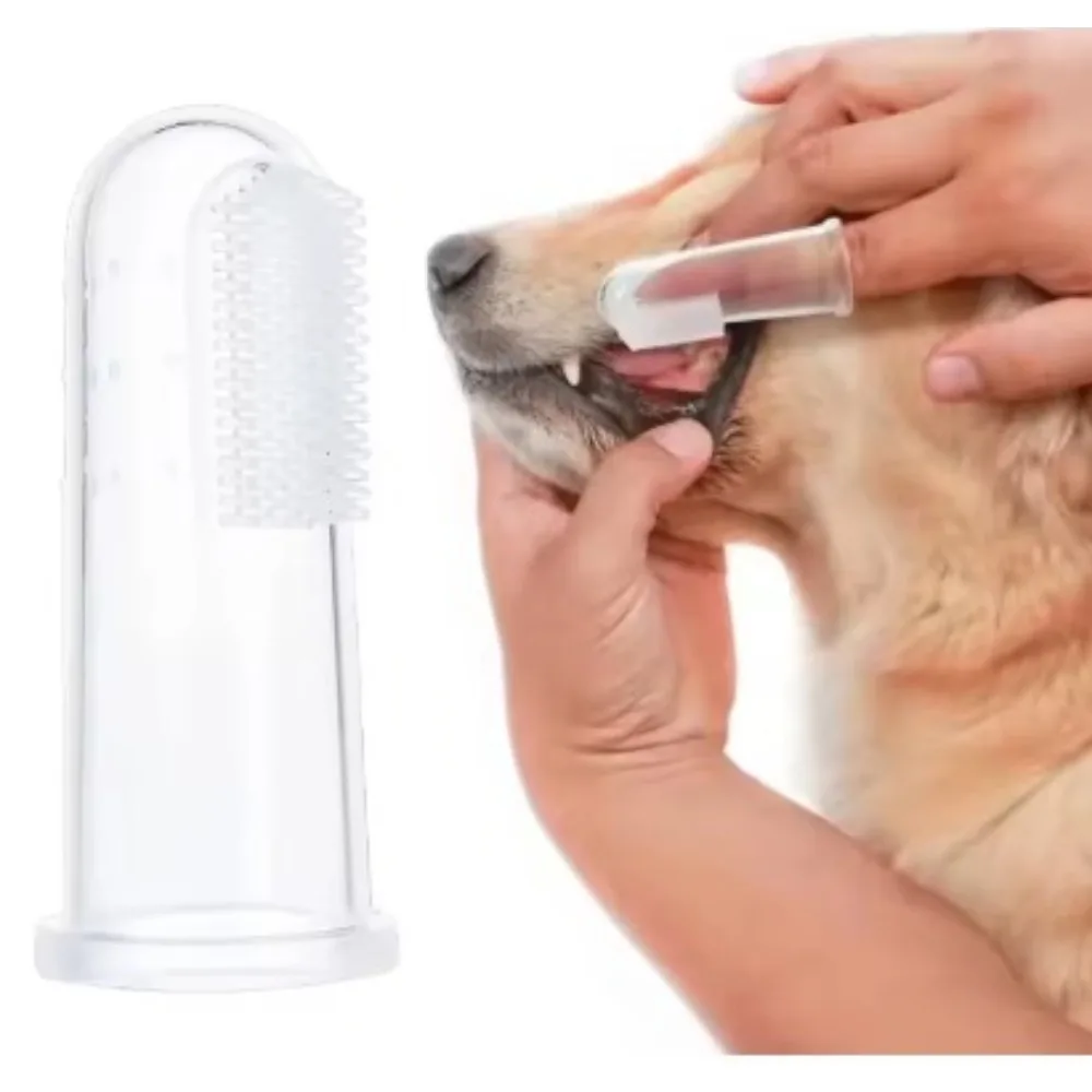 Super Soft Pet Finger Toothbrush Teddy Dog Brush Bad Breath Tartar Teeth Care Tool Dog Cat Cleaning Silicagel Pet Supplies view 2