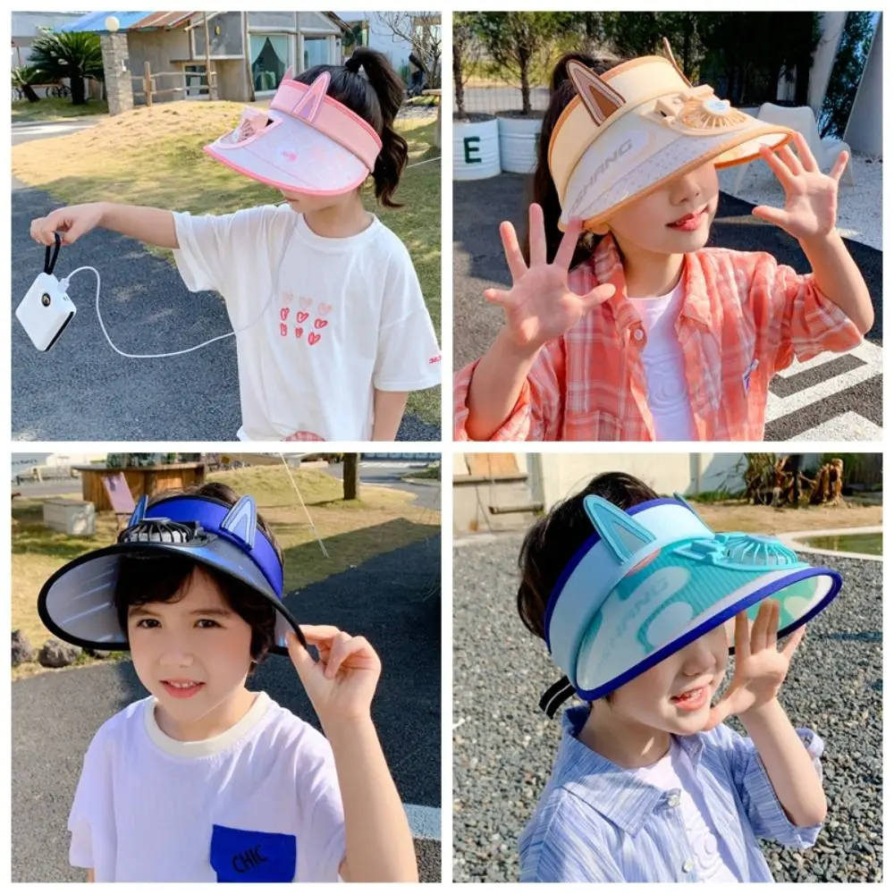 

Wide Brim Fan Sun Hat Fashion Rechargeable Foldable Beach Hat Multi-function Portable Fishing Hat Children