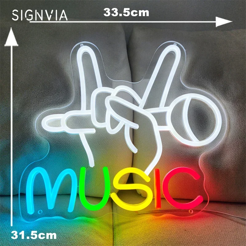 Music Neon Sign LED Signboard For Business Bar Concert KTV Party Wall Decor Light Room Neon Sign Light