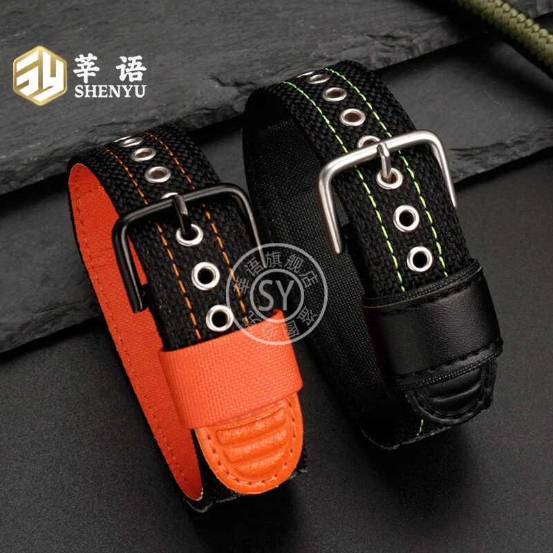 Shenyu несегментированный ремешок для Casio G-SHOCK/700 DW5600 PRW3100/6000/6100Y GA-100/250/510 нейлоновый Холщовый кожаный ремешок для часов