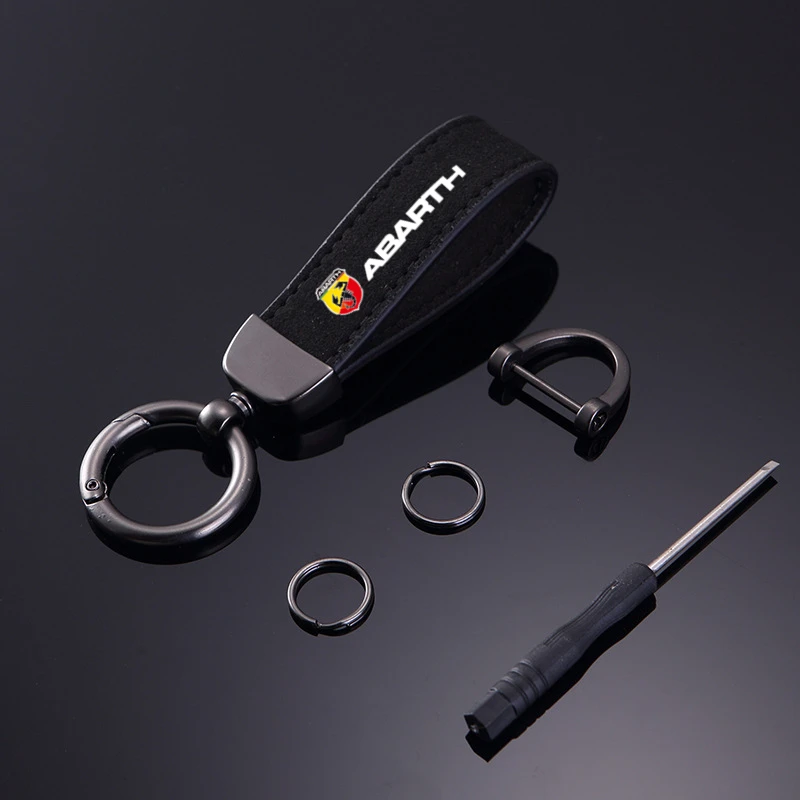 Fashion Solid Color Flip Fur Keychain Lanyard Business Gift Key Chain For Fiat Abarth 595 Abarth 500 abarth 124 spider
