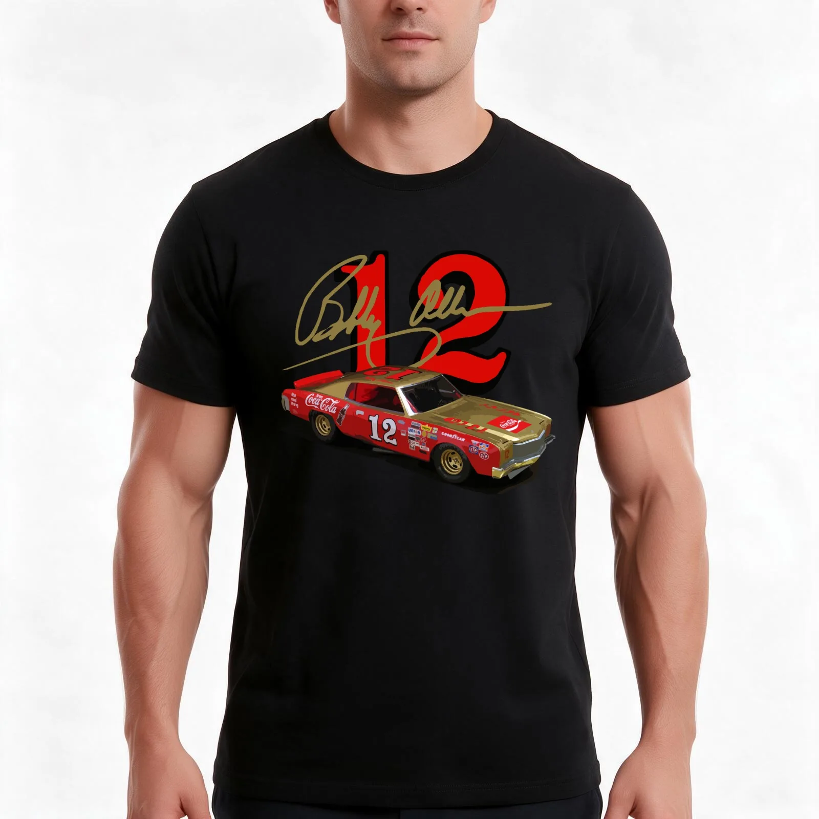 Bobby Allison 1970s Monte Carlo Stock Car T-Shirt, Summer Casual Cotton Tee, Oversized Streetwear Tops, Vintage Graphic Print