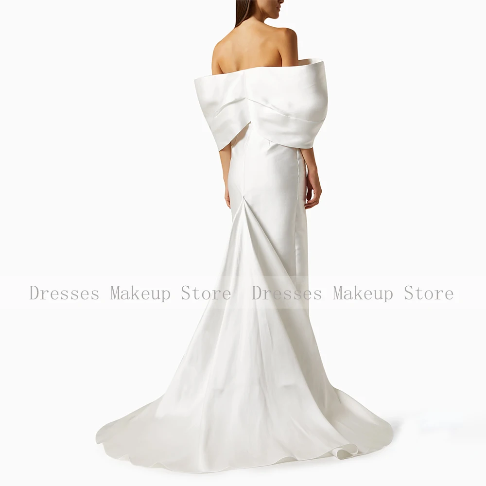 Column Evenin Dress White Taffeta Off The Shoulder Elegant Wedding Party Gowns For Women 2024 Backless Formal Evening Gown Maxi