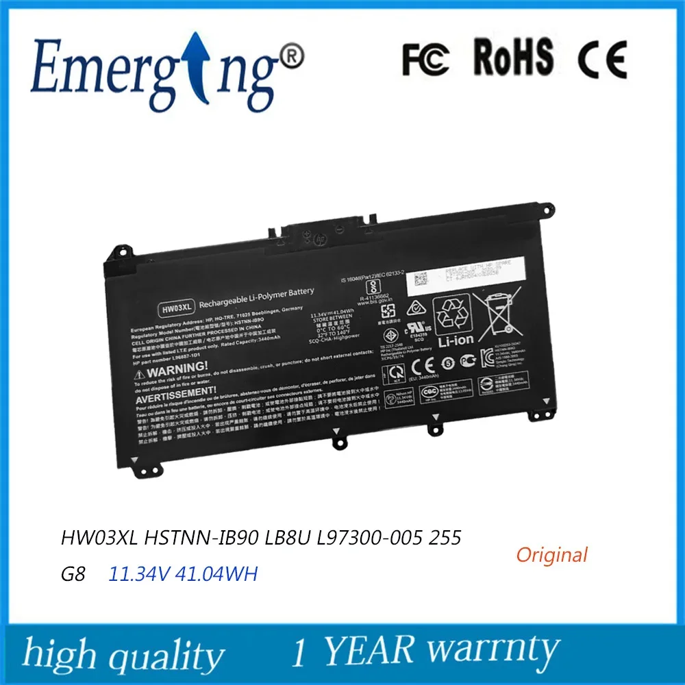 11.34V 41.04Wh Original Laptop Battery HW03XL For HP  15-EG0067ST HSTNN-IB90 LB8U L97300-005