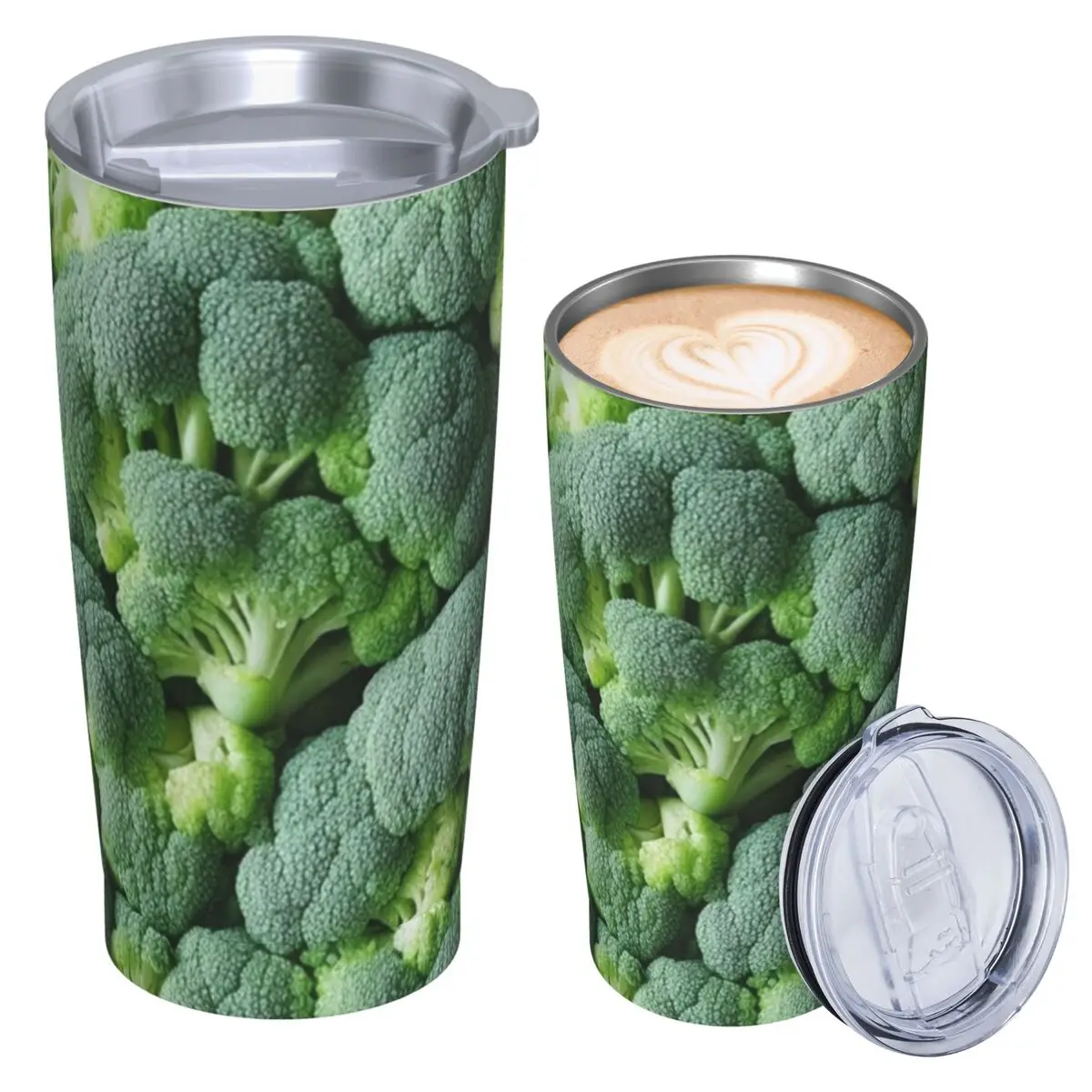 Broccoli And Cauliflower Stainless Steel Tumbler Vacuum Insulated Mugs Thermal Cold Cups Straws With Lid 20oz