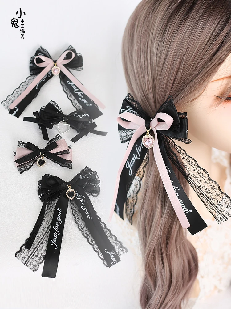 Accesorios para el cabello de Lolita japonesa, diadema de sirvienta Y2K con lazo dulce con volantes, tocado de disfraz de Anime Cosplay