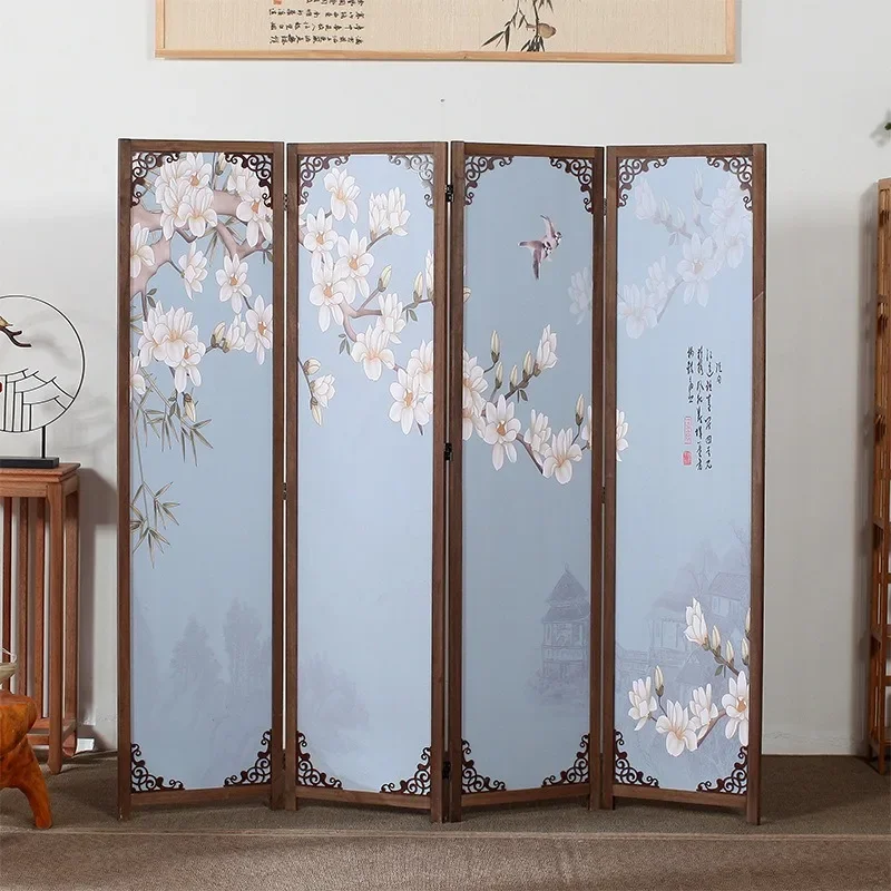 Modern office screen partition new Chinese style home living room entrance office health mobile folding screen retro