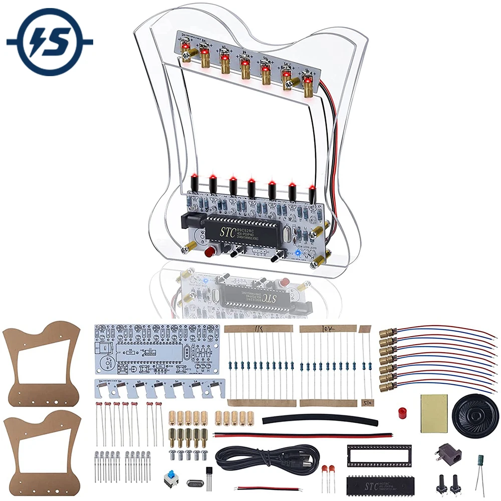 DIY Electronic Kit Laser Piano 7 String Lyre Harp Instrument Music Player Soldering Project Practice for Student Education STEM