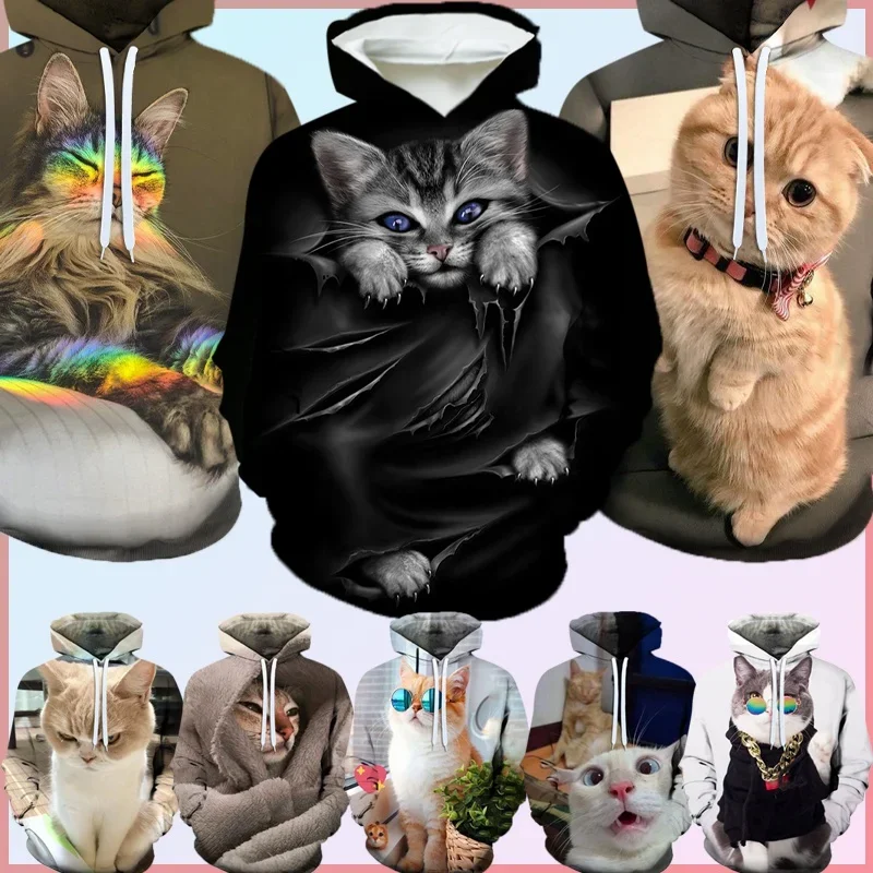 

Men/women Fashion Cat 3D Printing Hoodie Street Harajuku Sweatshirt Autumn Casual Funny Cool Tops