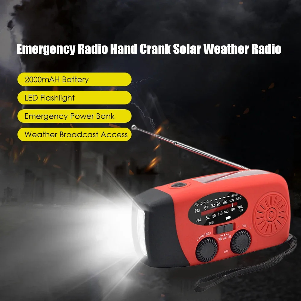 Emergency Hand Crank Radio with LED Flashlight for Emergency AM/FM NOAA Weather Radio Dynamo Radio for Camping Emergency