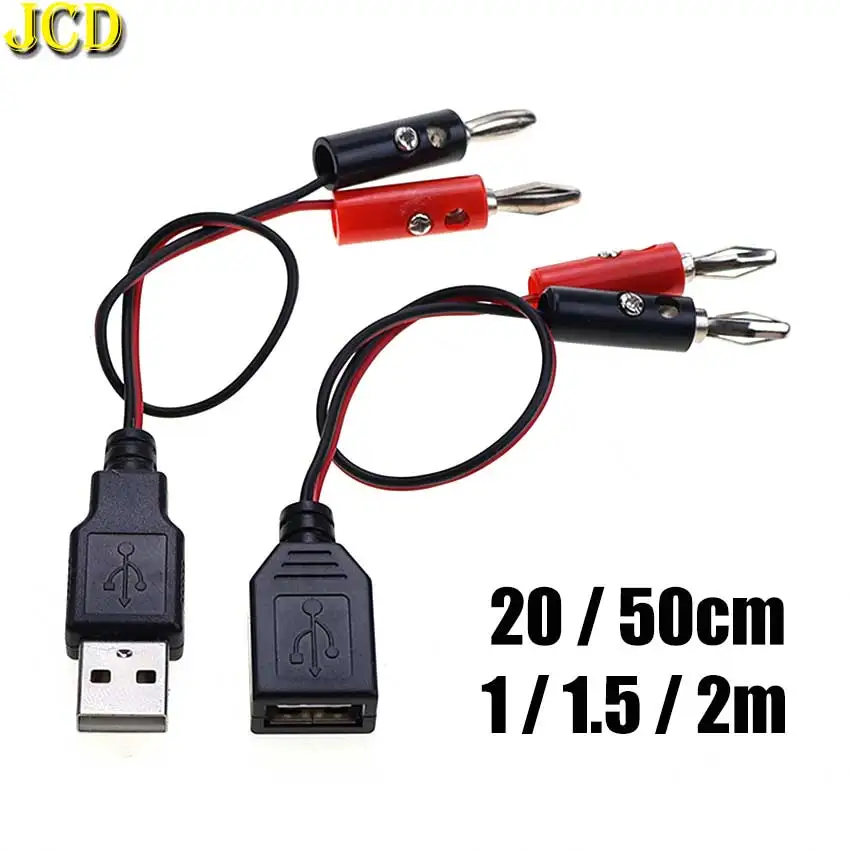 JCD USB Female To 4MM Banana Male Plug Test Cable A Female Charging Cable USB Socket To Banana Head Connect Conductive Wire