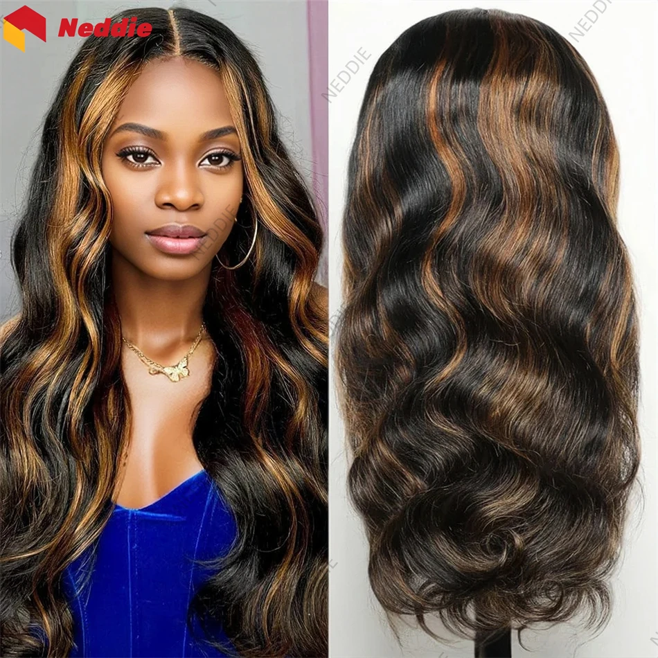 Brazilian Cheap Highlight Body Wave Long Lace Front Wig 13x6 Neddie Preplucked Frontal 100% Human Hair Wigs on Sale Clearance