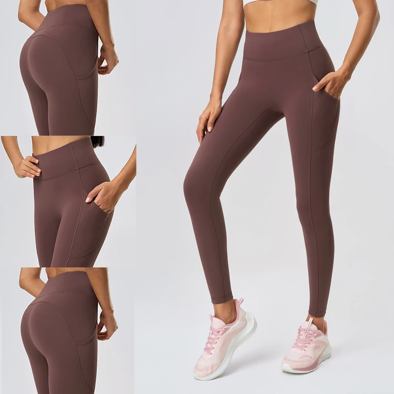 

Super Soft Fabrics High Waist With Pockets Women Leggings Quick-Dry Gym Yoga Pants Running Workout Tights Push Up Sports Legging