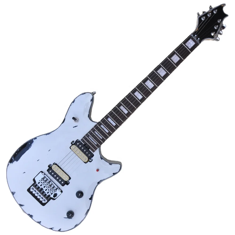 

Flyoung Musical Instrument White Retro Style Electric Guitar Floyd Rose Bridge Guitar