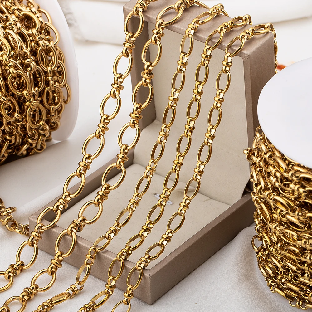 1M 0,5M Edelstahl Oval Chunky Knot Hip Hop Gliederketten DIY Schmuckherstellung für Männer und Frauen Punk Halskette Armband Zubehör – Detail 1