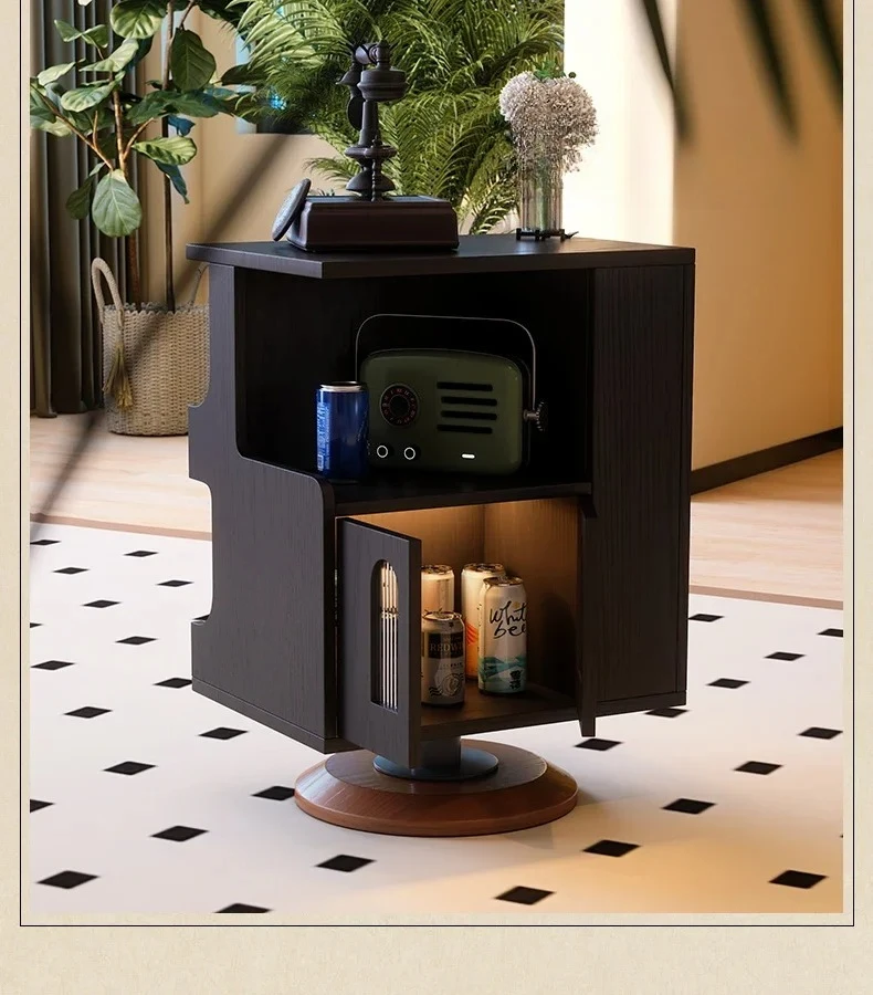 Y1 Solid wood small side few French retro living room rotatable ash wood corner few sofa side cabinet