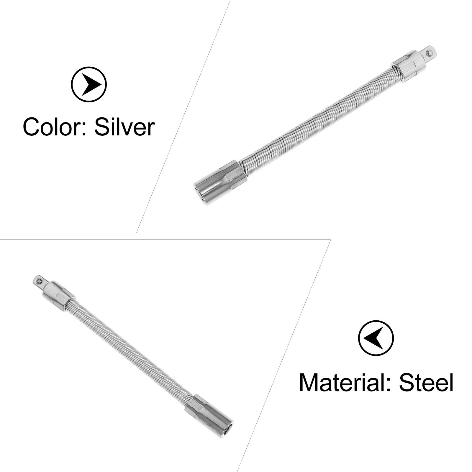 

3pcs Flexible Socket Bar Steel Rod Durable Anti Rust Car Engine Repair Narrow Space Flexible Socket Adapter Tool