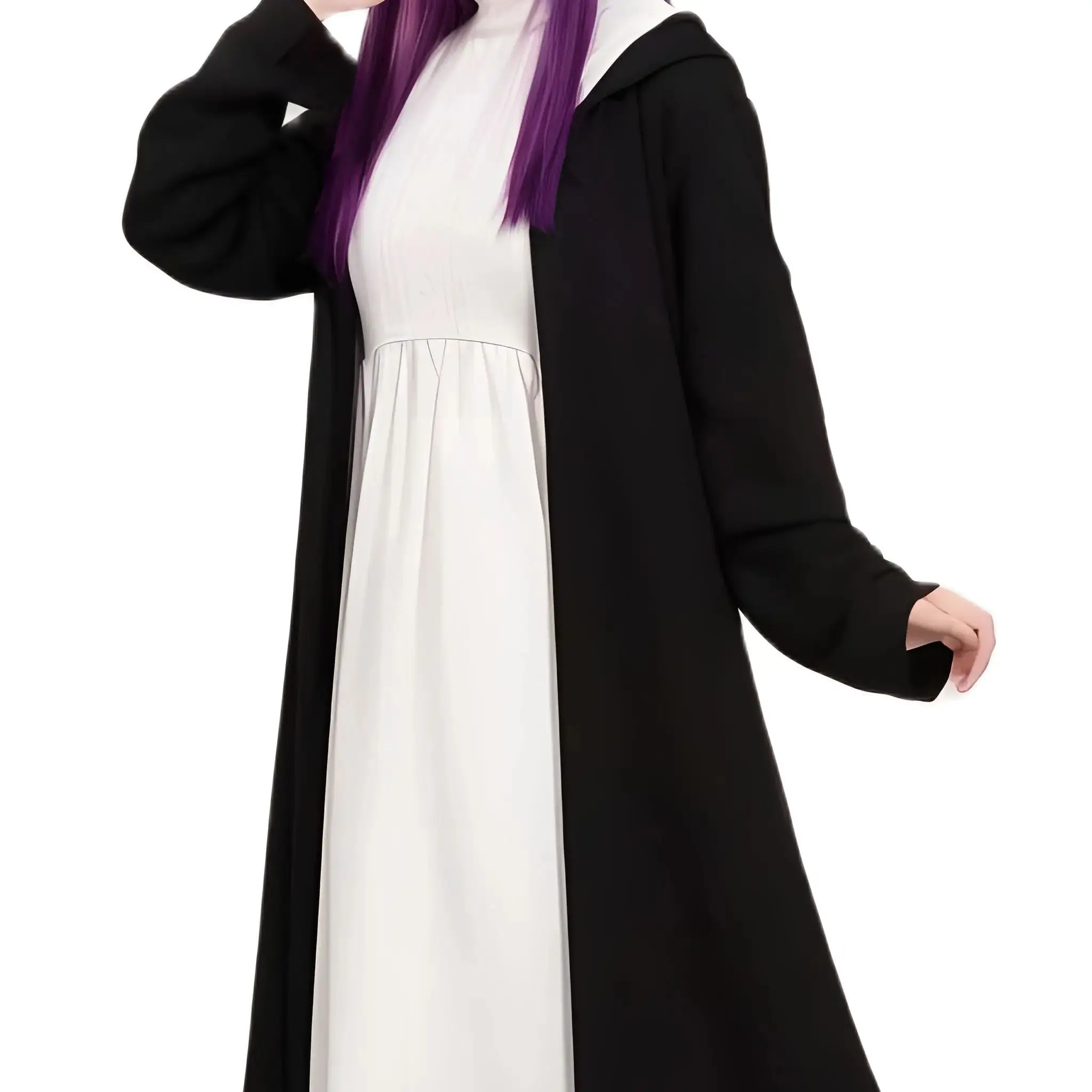 Anime Frieren at the Funeral cosplay Costume White Long Dress Black Robe Anime cosplay Anime Costumes