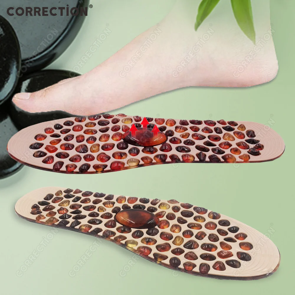 

1/2 пары массажных стелек для стоп из мягкой резины с эффектом акупунктурных камней для рефлексотерапии, улучшающие кровообращение, унисекс