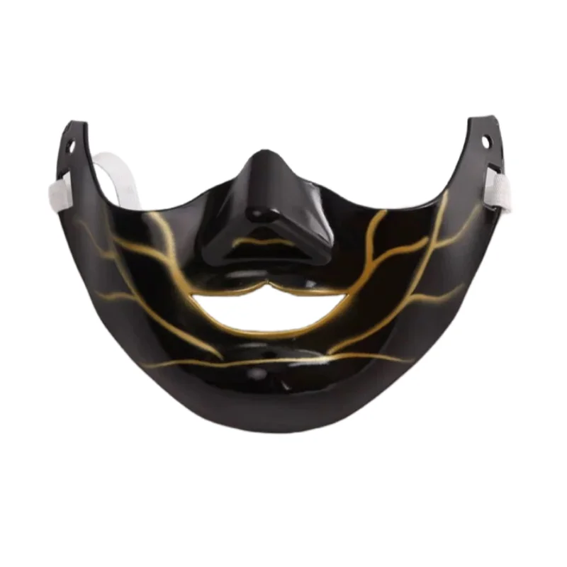 หน้ากากคอสเพลย์สีดำ นากิกิทสึเนะ จากเกม Touken Ranbu Online พร้อมวิกผมสีเงิน สำหรับงานฮาโลวีน งานคาร์นิวัล อุปกรณ์ประกอบชุดคอสเพลย์