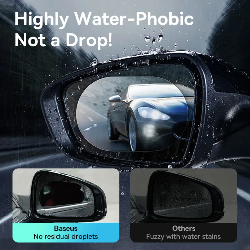 Baseus Car Clear Rearview Mirror Rainproof Film Anti Fog Sticker Car Accessories Waterproof Film Glare-repelling Clarity Visible