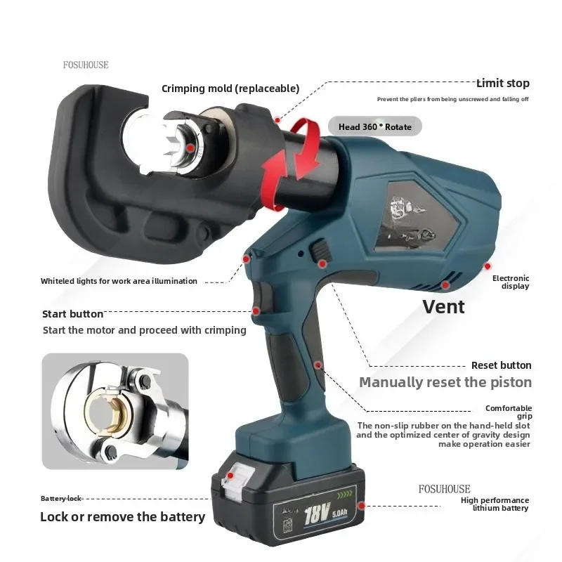 

Electric Hydraulic Pliers Lithium Battery Rechargeable Wire Terminal Wire Pliers Portable Fast Electrical Hydraulic Tools