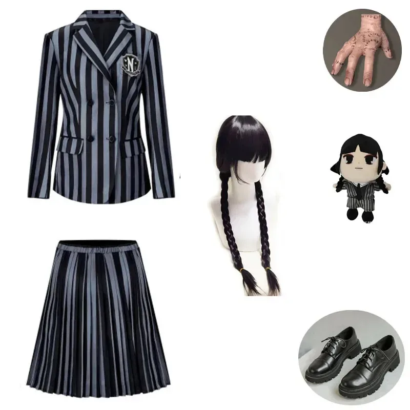Addams Family Halloween Costume Girls Wednesday Addams Jenna Ortega Nevermore Academy Uniform Cosplay ER0787