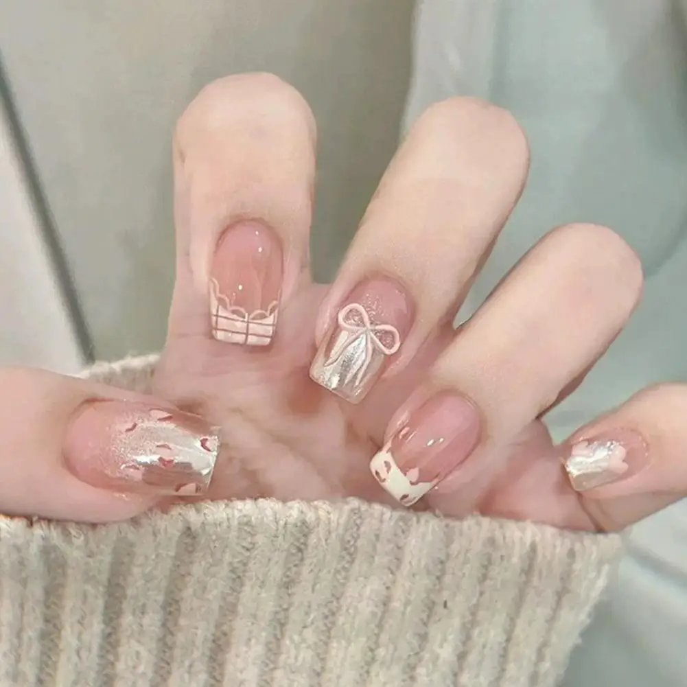 Nail Art Full Cover Künstliche Künstliche Nägel Patch mit Falschen Nägel Dreidimensionale Nägel Abnehmbare Relief Bohrer Schmetterling P R1M4