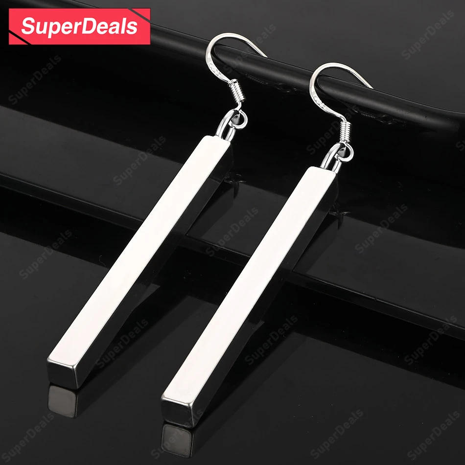 

SuperDeals 925 Sterling Silver Rectangular Drop Earring Fashion Trend Jewelry High Quality Gift Birthday Wedding Party